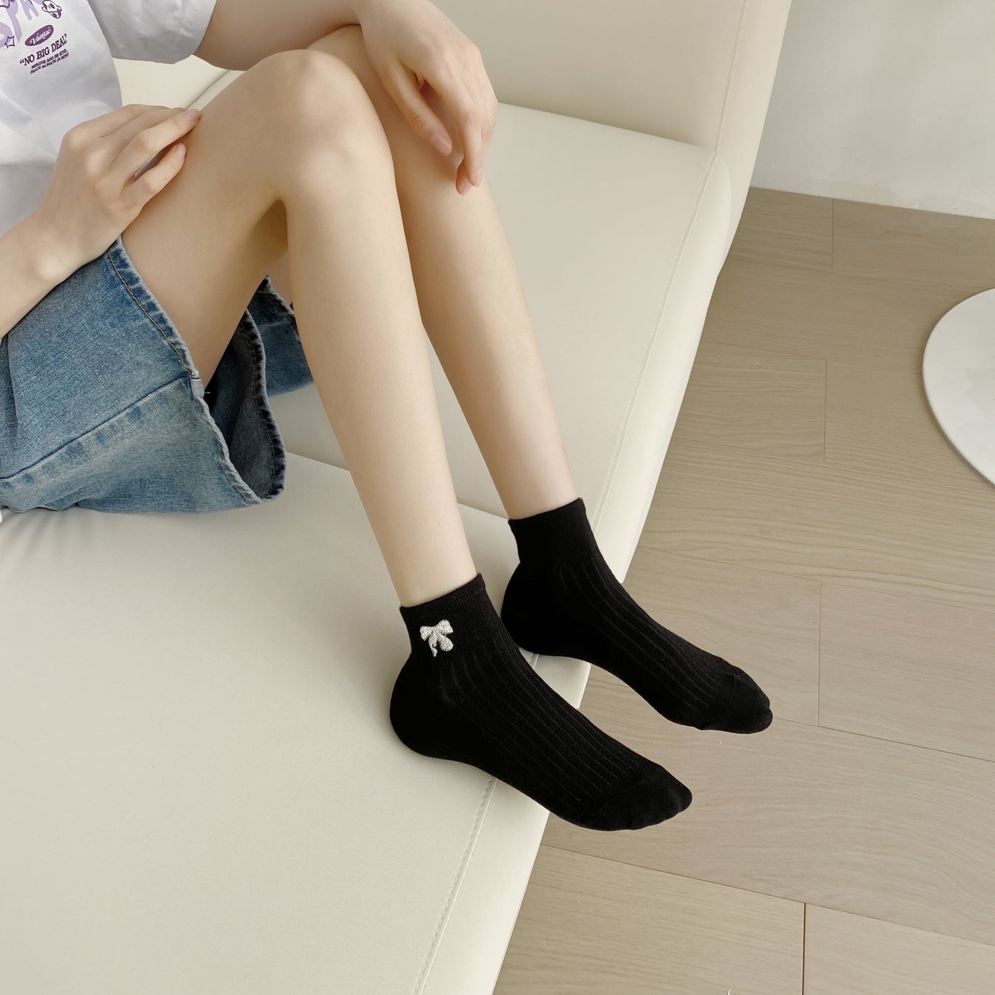 5/10 Pairs Embroidery Socks, Cute & Breathable Crew Socks, Women's Stockings & Hosiery