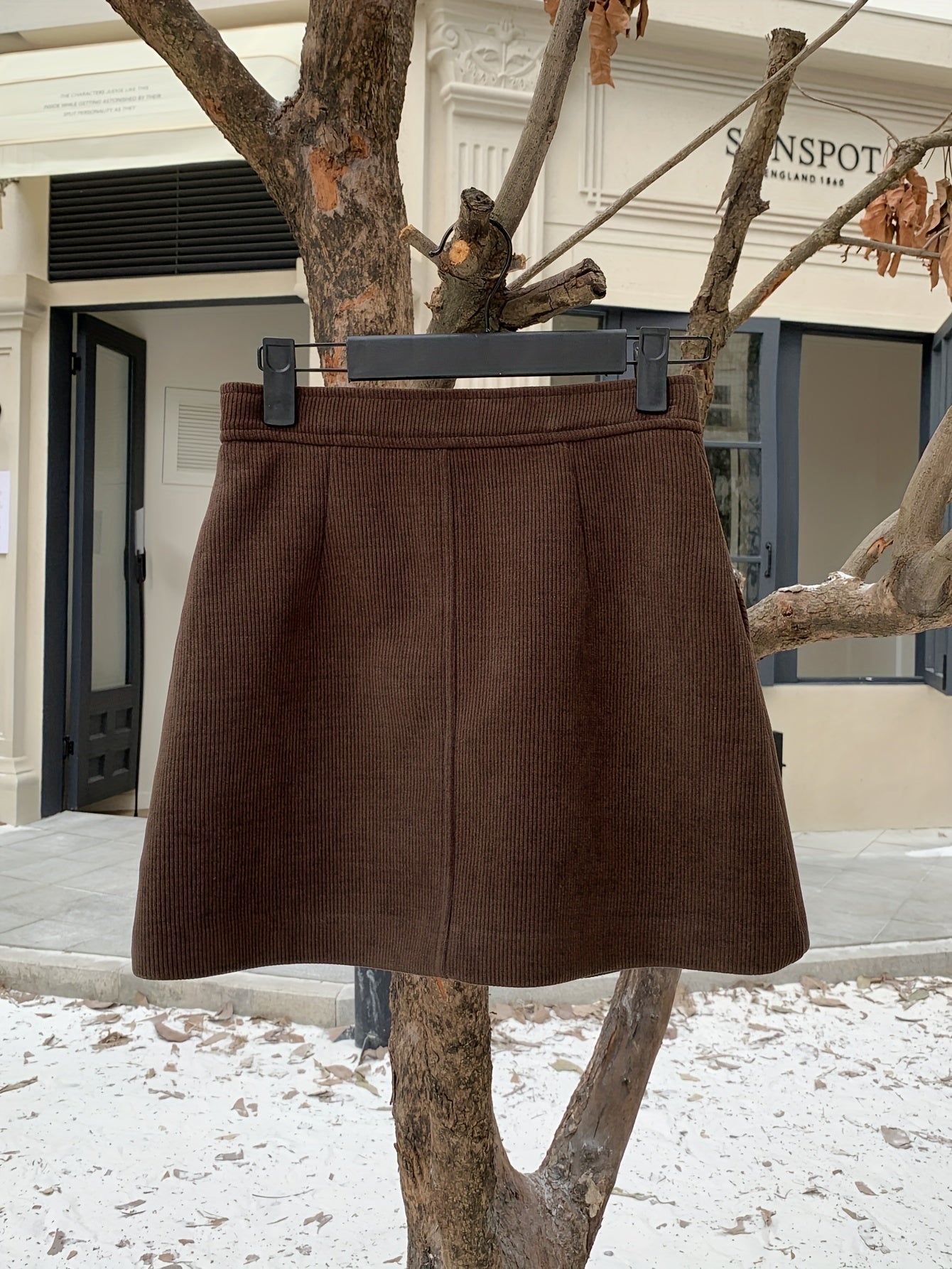 Solid High Waist Corduroy Skirt, Elegant A Line Mini Skirt, Women's Clothing